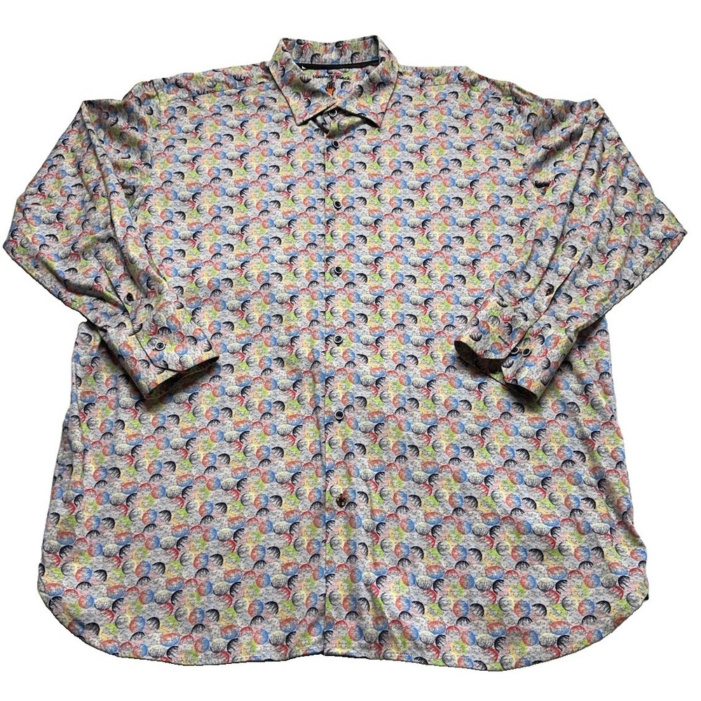 visconti black Long Sleeve Button Shirt Rainbow Spheres XXL
